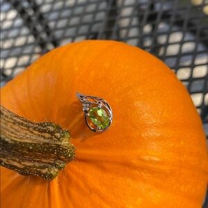 Possibly Sterling Silver Diamond Chip and Possibly Peridot Pendant